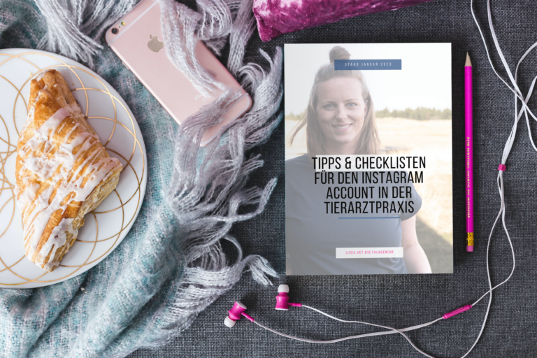 Portrait magazine with pink iPhone and dessert TPM Instagram Guide 2
