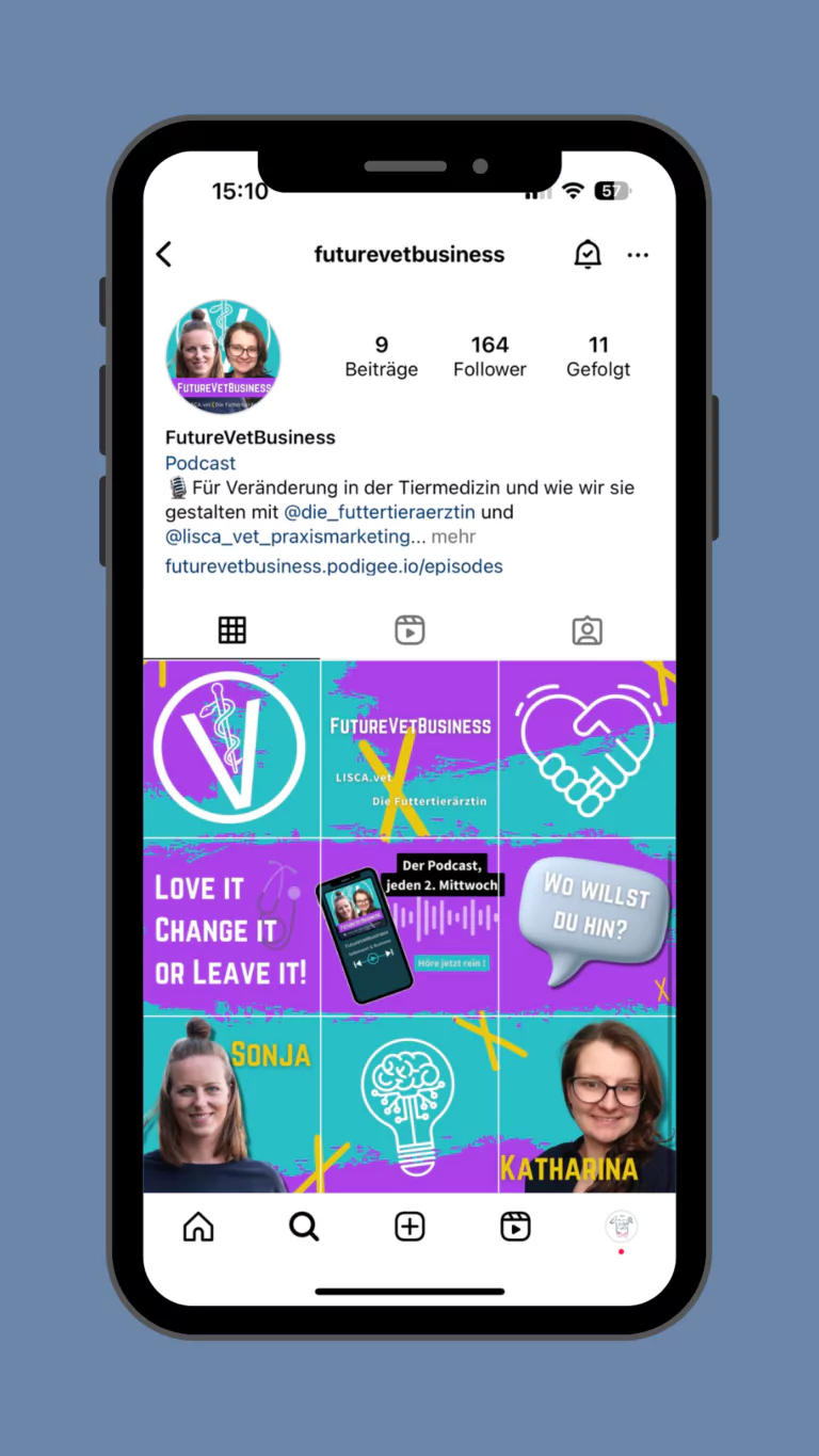 Statischer Instagram Feed für die Tierarztpraxis Lisca.vet Futurevetbusiness